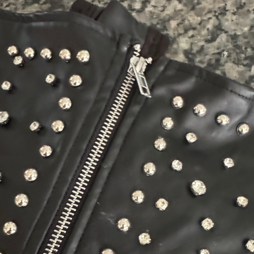 Black faux leather silver Studded Corset Top - Picture 7 of 8